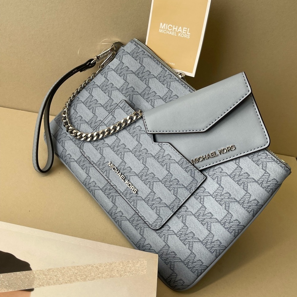 (new+tag) Michael Kors jet set large wristlet clutch plus detachable card case